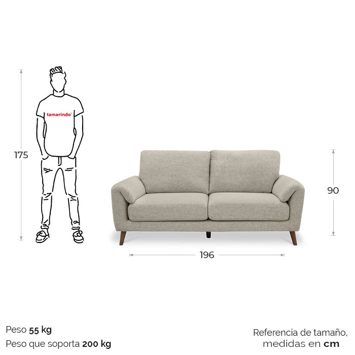 Sofa Tela Gris Claro Dako | Sofá | salas